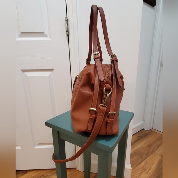 Malibu Skye Satchel with crossbody strap in caramel - Picture 3 of 13